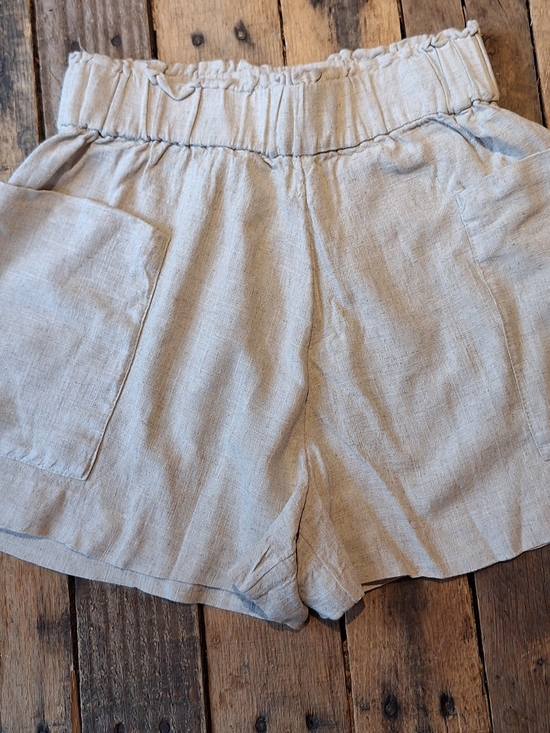 H&M Pants - H&M Natural Linen-Blend High Waist Elastic Shorts